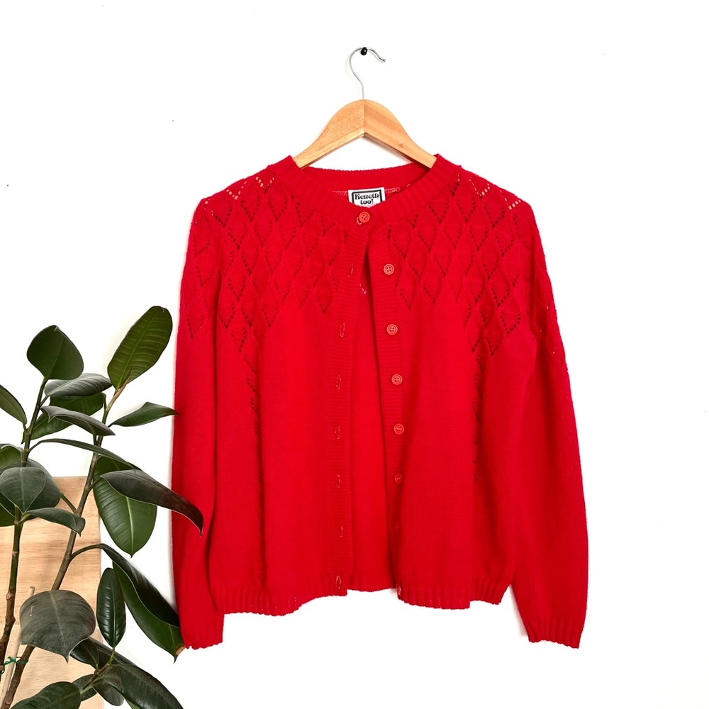 Vintage Red Women's Cardigan Sweater